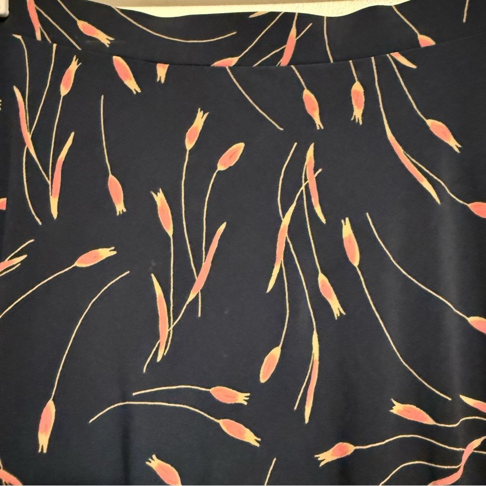 George Elegant Black A-Line Skirt Pink Accents Women’s Size Large Stretch Pullon - Picture 2 of 6